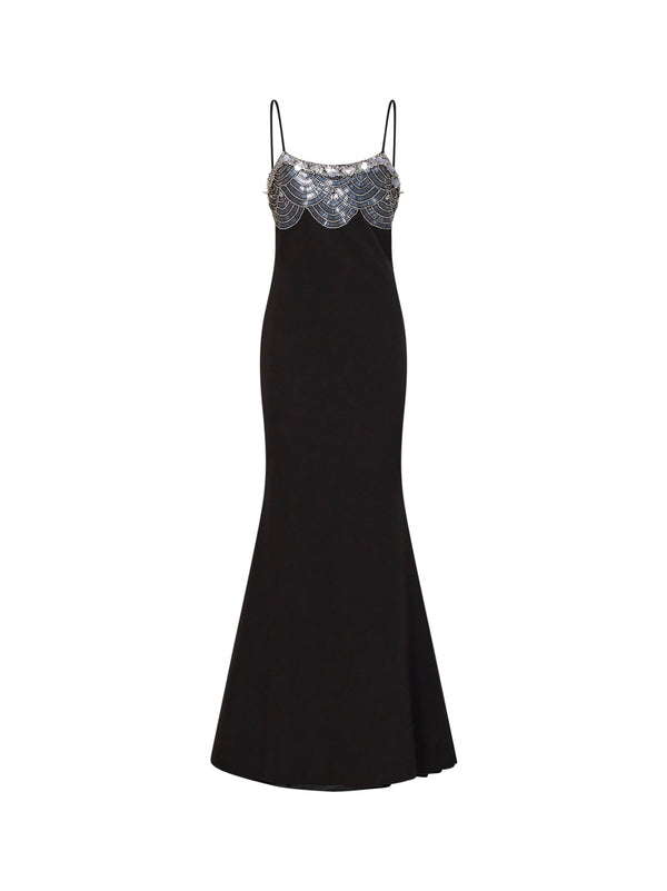 Maxi Dress Stretch Crêpe Black Polyester