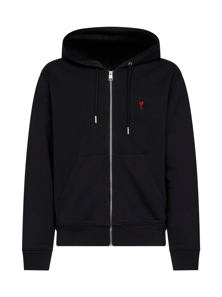 Zip-Up Cotton Hoodie Ami De Cœur Black Sweatshirts