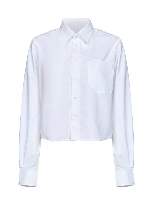 Shirt, Cropped Cotton Poplin, White