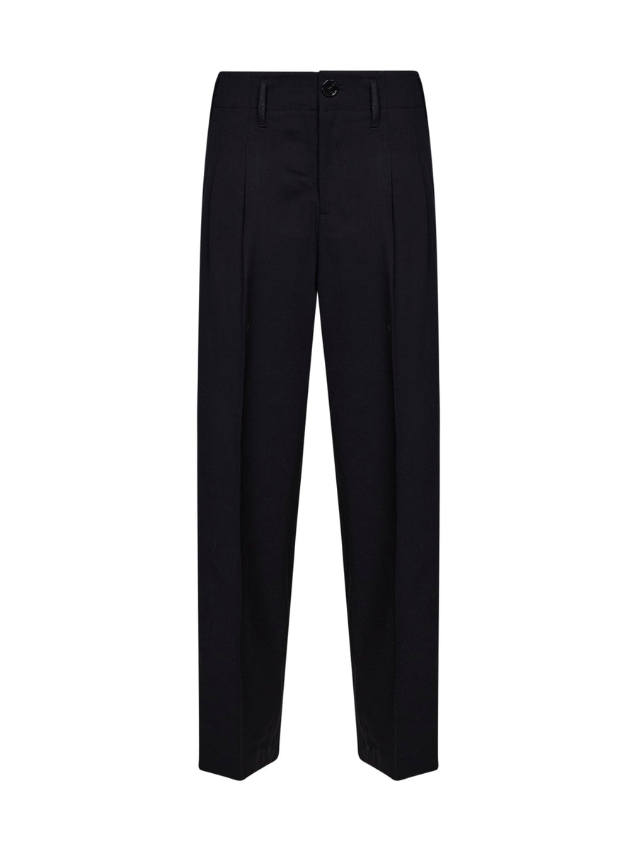 Trousers Double-Pleat Virgin Wool Black
