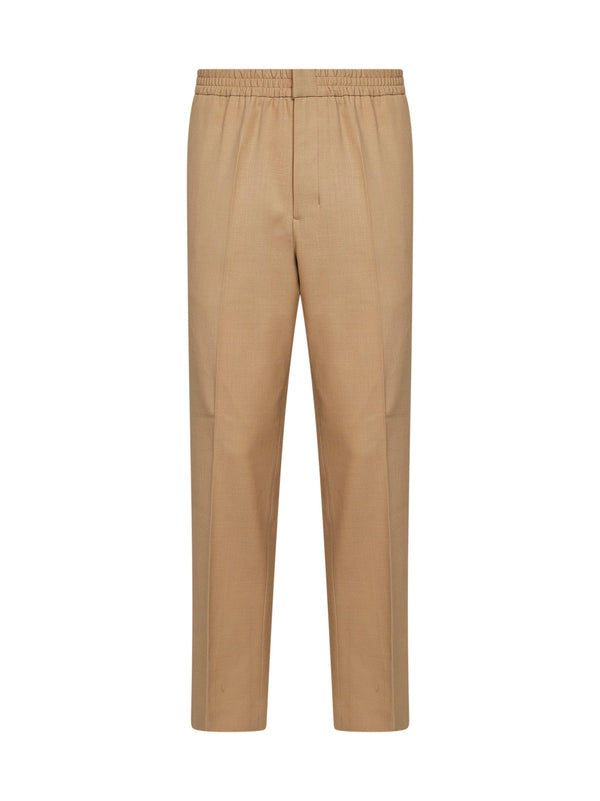 Wool Serge Trousers Beige Virgin