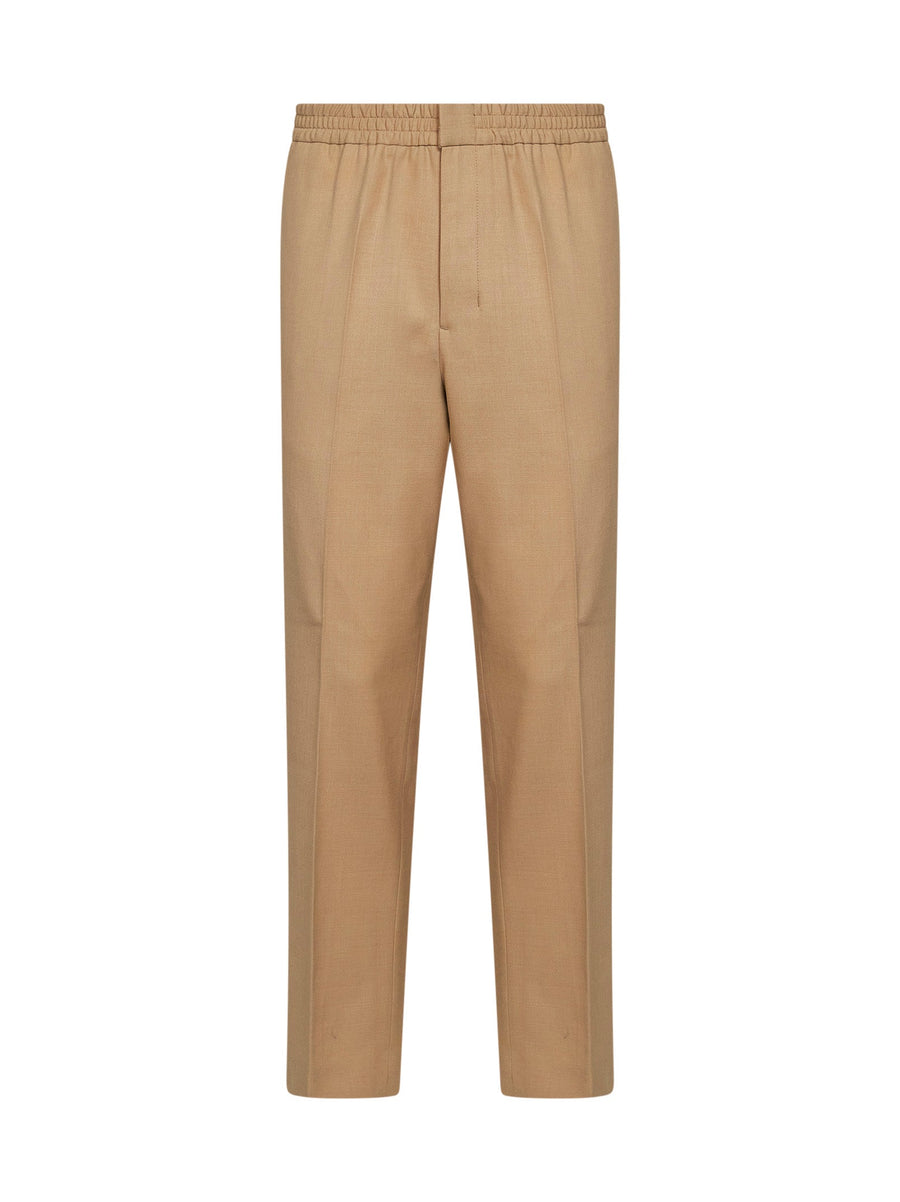 Wool Serge Trousers Beige Virgin