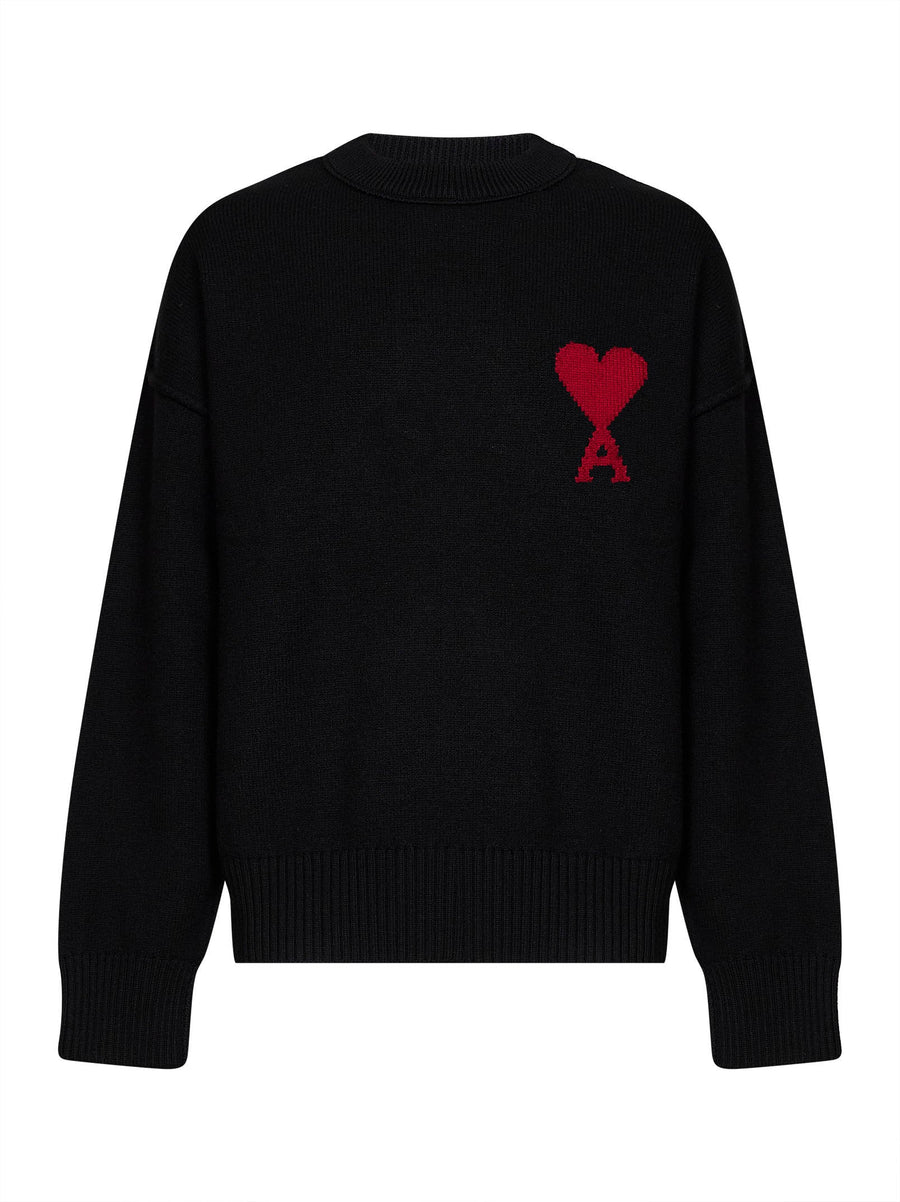 Crewneck Sweater Ami De Cœur Black Merino Wool