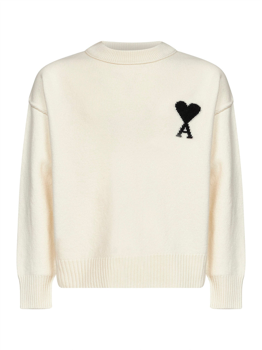 Crewneck Sweater Ami De Cœur Ivory Merino Wool