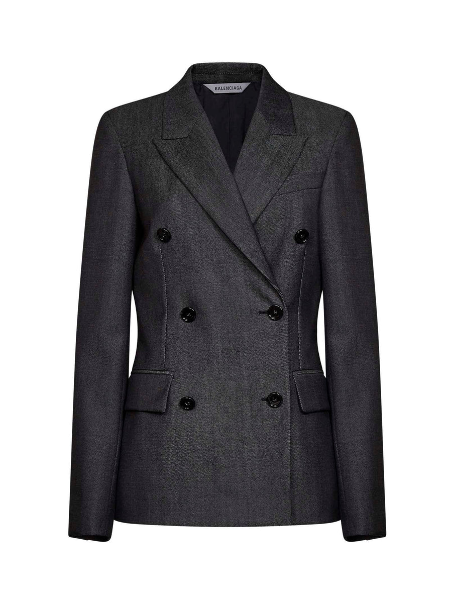 Jacket Tailored Double-Breasted Dark Navy Blue Wool