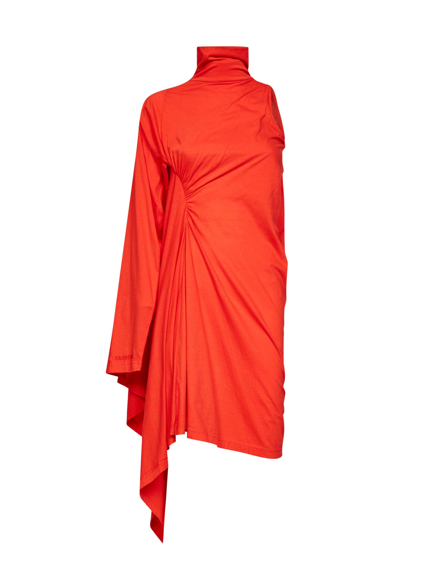 Draped Midi Dress Orange Cotton