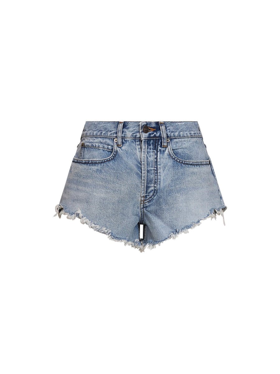 Denim Mini Shorts Light Blue Cotton
