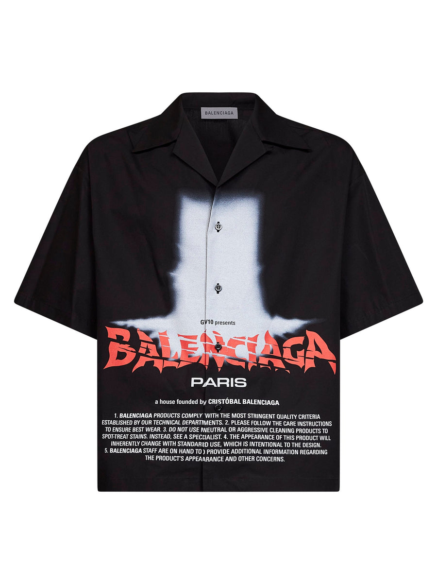Bowling Short-Sleeve Shirt The Door Black Cotton