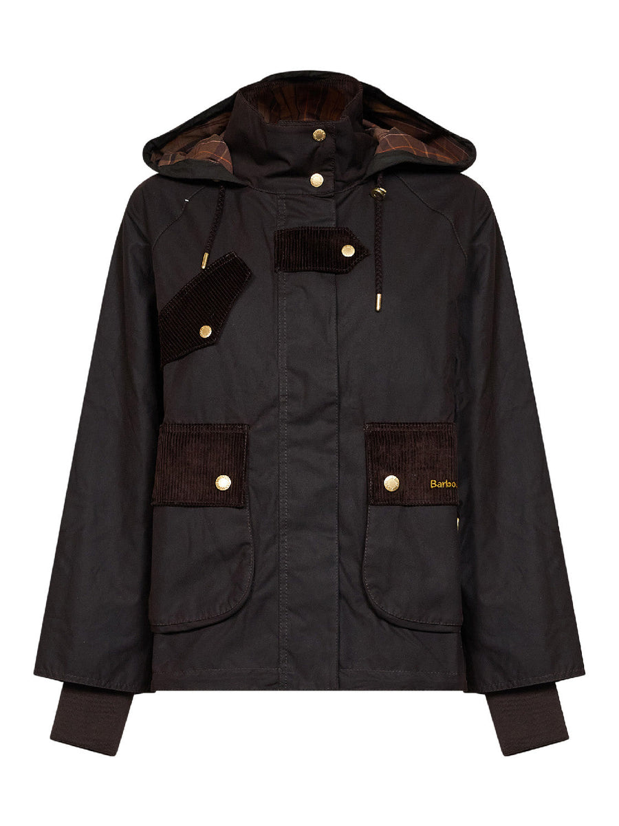 Hooded Waxed Jacket Willowmere Brown Cotton Bomber