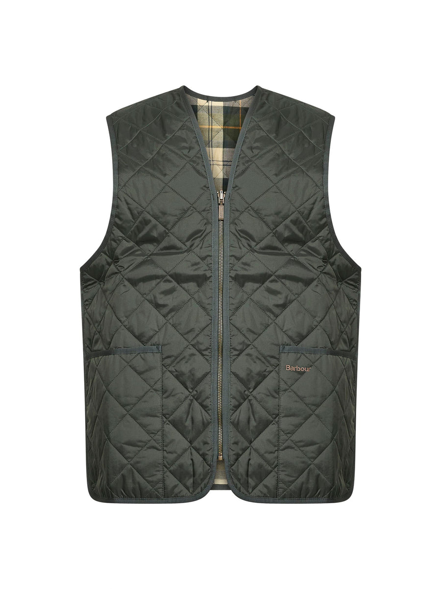 Quilted Zip Gilet Green Polyamide Bomber Jackets