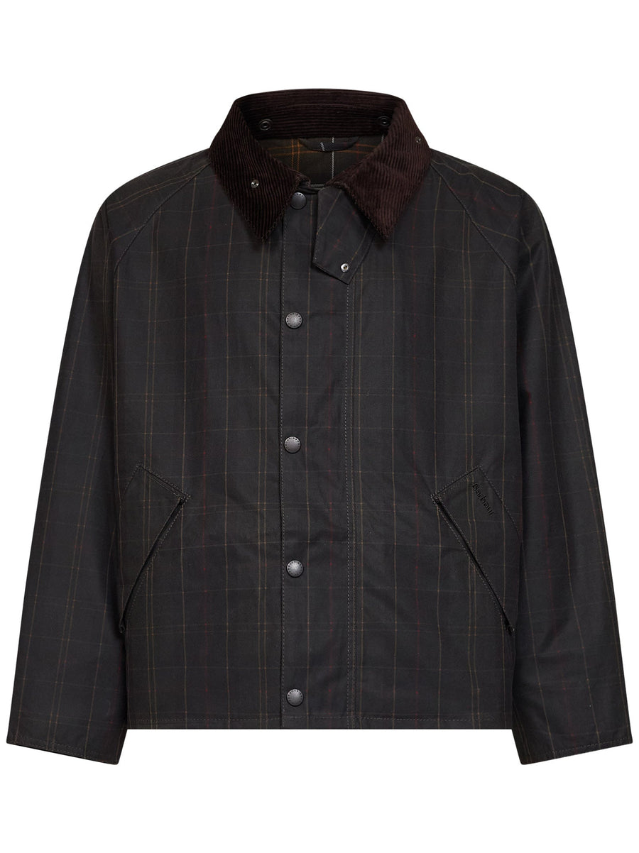 Waxed Jacket Transport Green Tartan Cotton Bomber