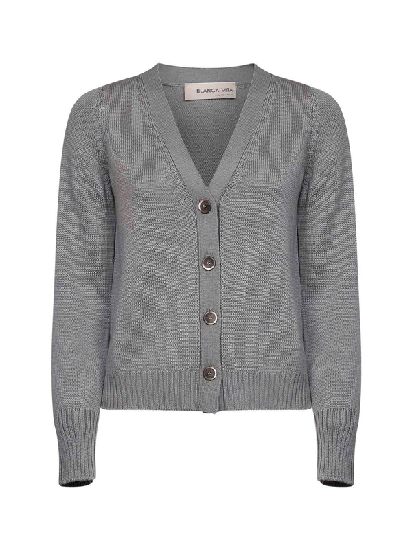 Cardigan Virgin Wool Sage Green Cardigans