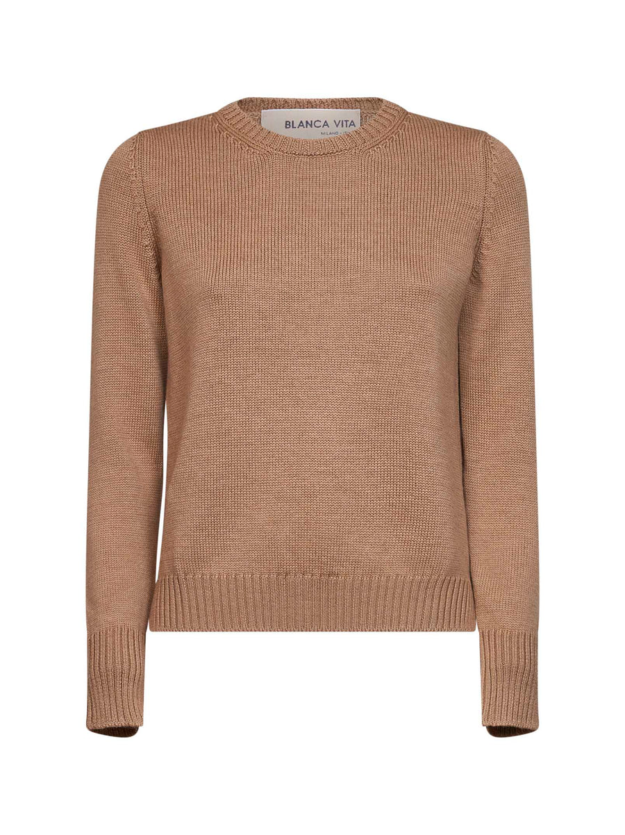 Crewneck Sweater Virgin Wool Camel