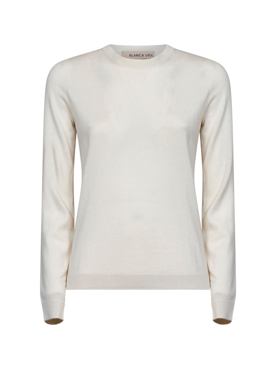 Crewneck Sweater Virgin Wool Beige
