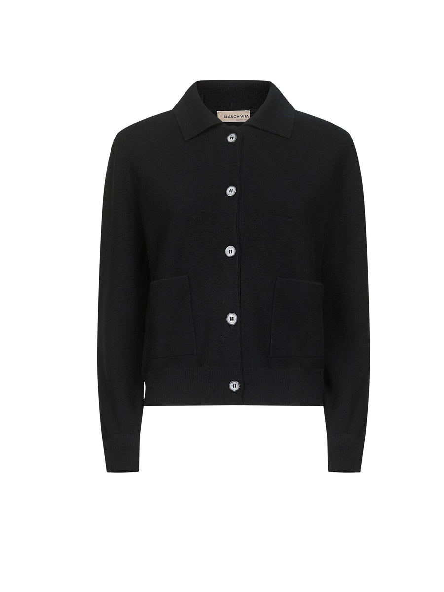 Knit Cardigan Black Virgin Wool Cardigans