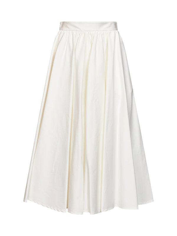 Midi Skirt Golia White Stretch Poplin Cotton