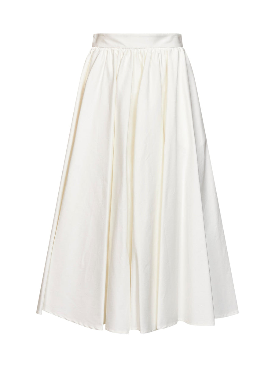 Midi Skirt Golia White Stretch Poplin Cotton