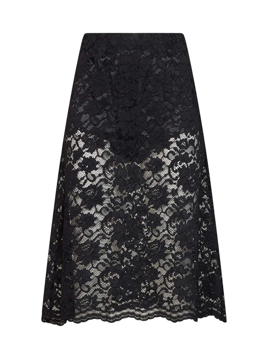 Flared Gyraz Lace Skirt Black Polyamide