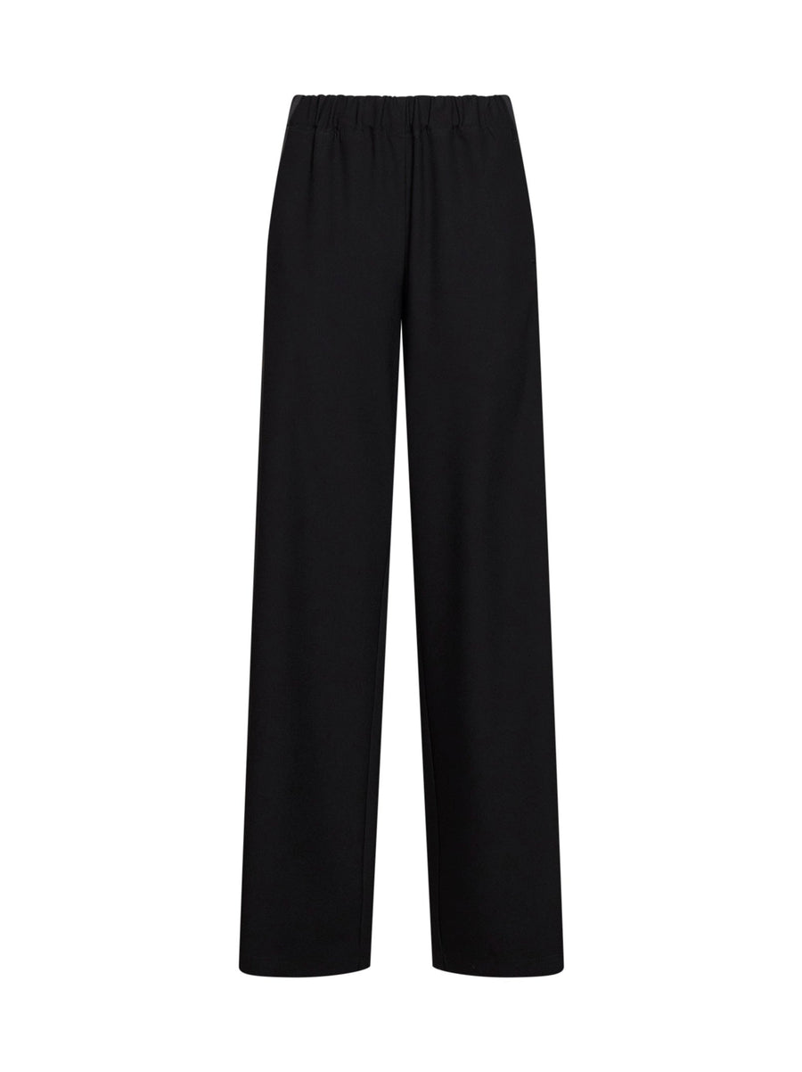 Wide-Leg Trousers Pika Black Crepe Polyester