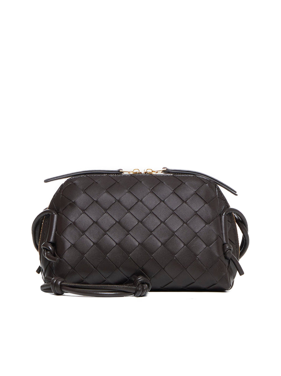 Leather Concert Pouch Intrecciato Brown Lambskin