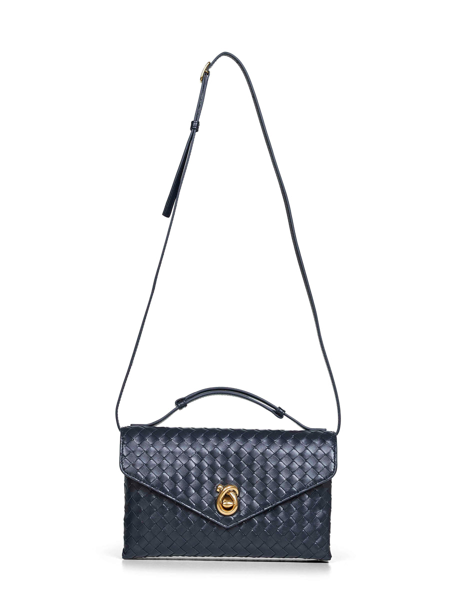 Crossbody Bag Knot Lock Midnight Blue Lambskin Satchels & Cross Body