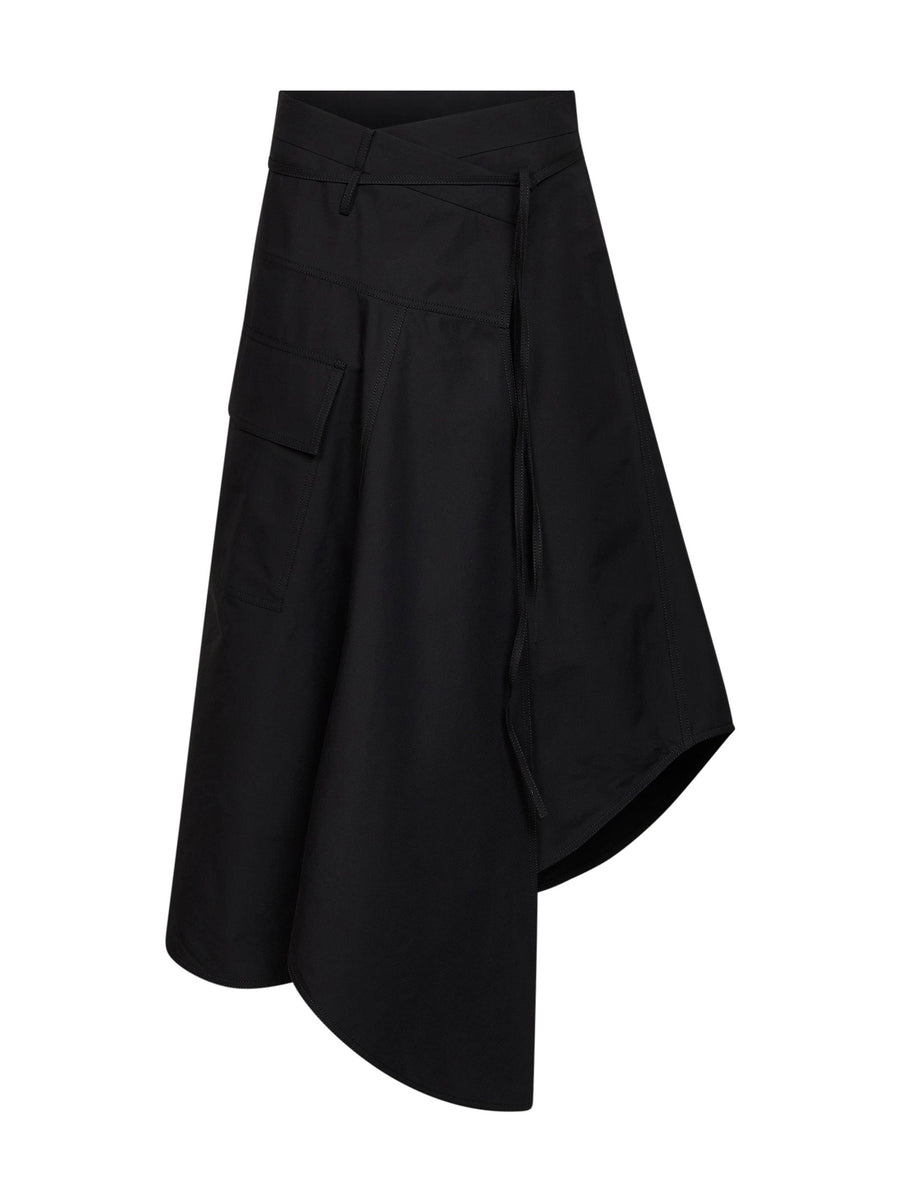 Long Asymmetric Cotton Skirt Black