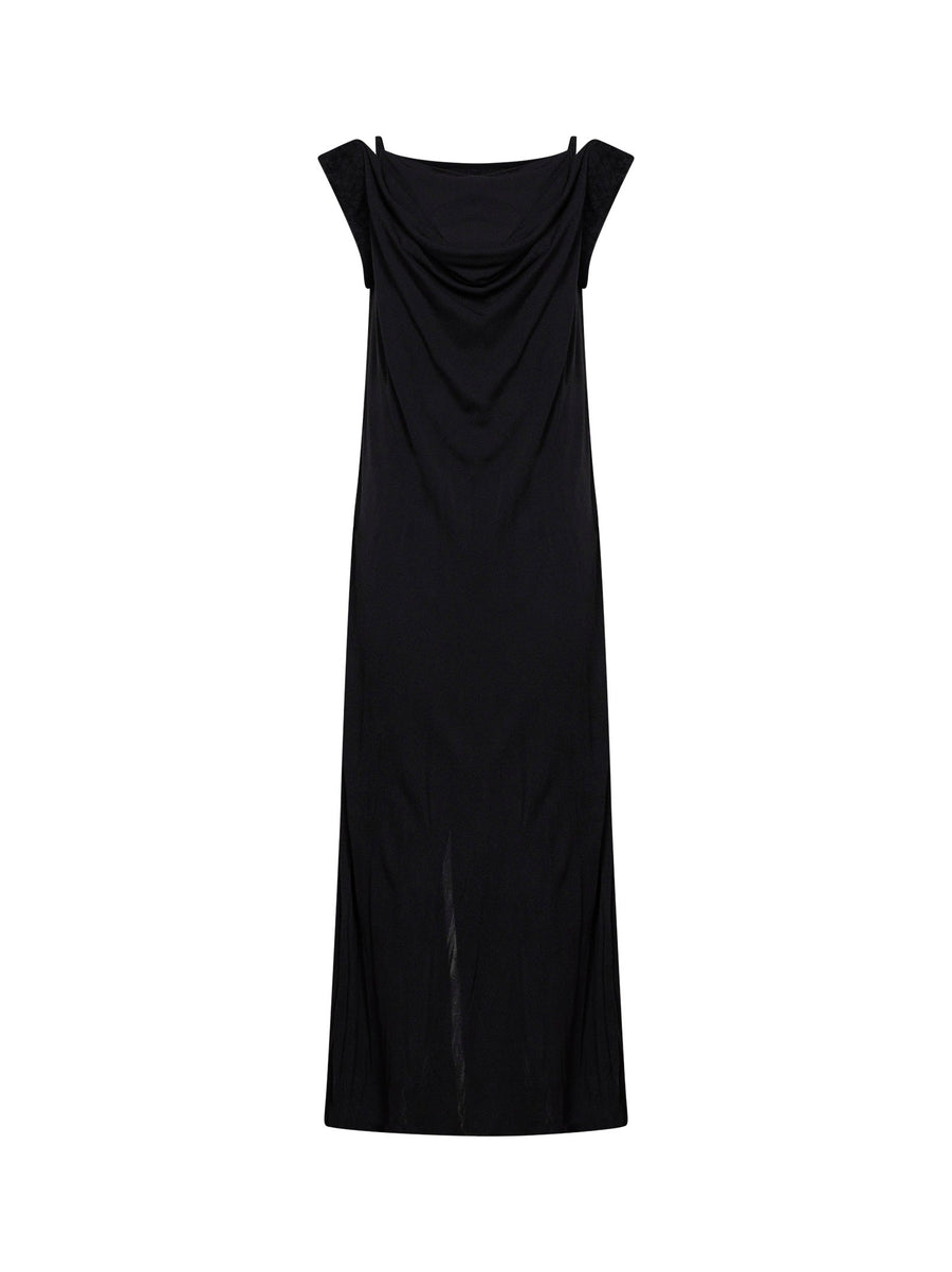 Long Dress Viscose Crepe Black Rayon