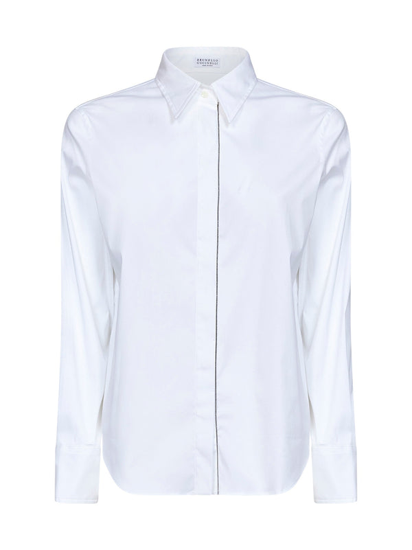 Shirt Stretch Poplin White Lyocell