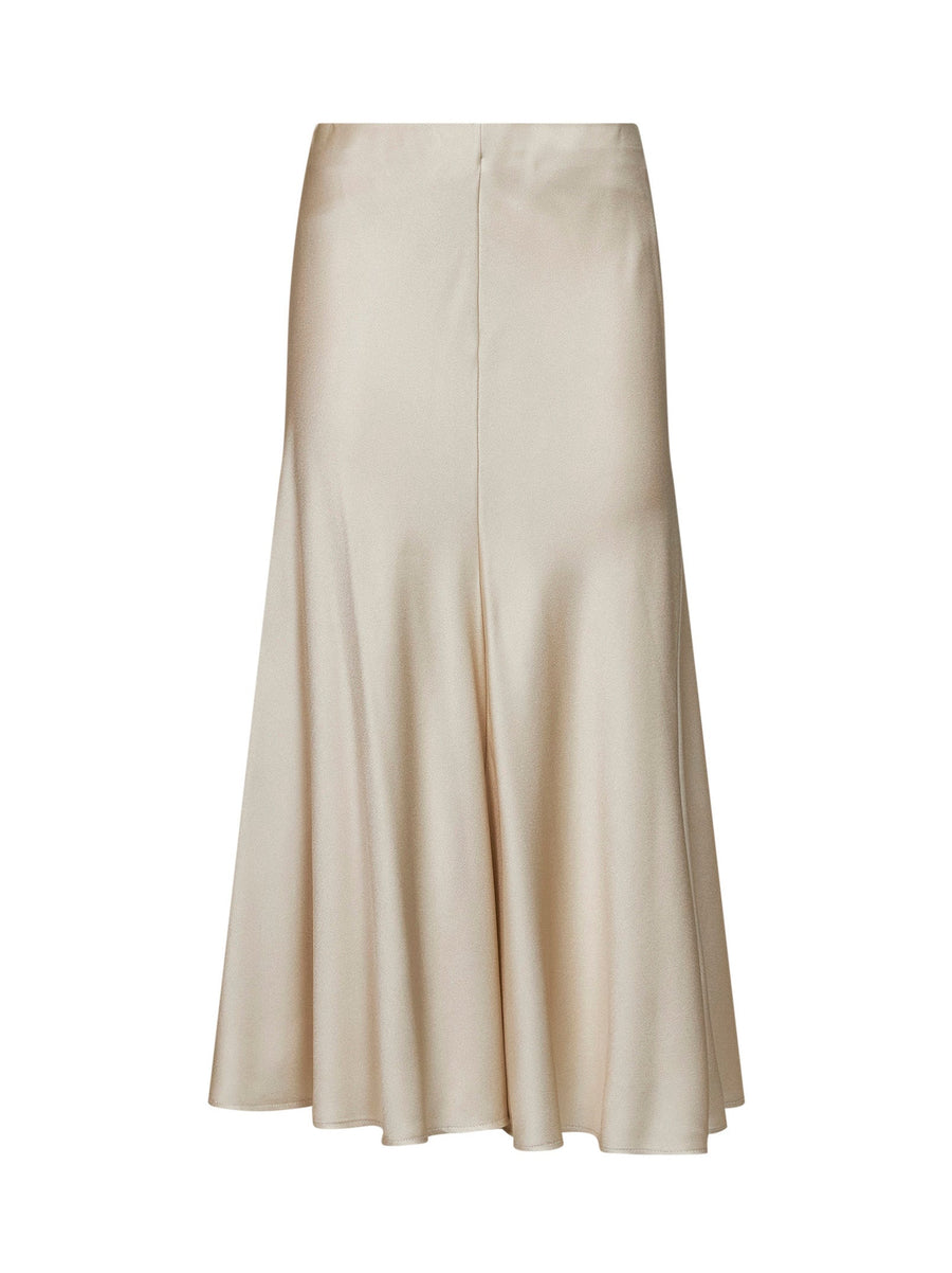 Skirt Pencil Midi Beige Satin Acetate
