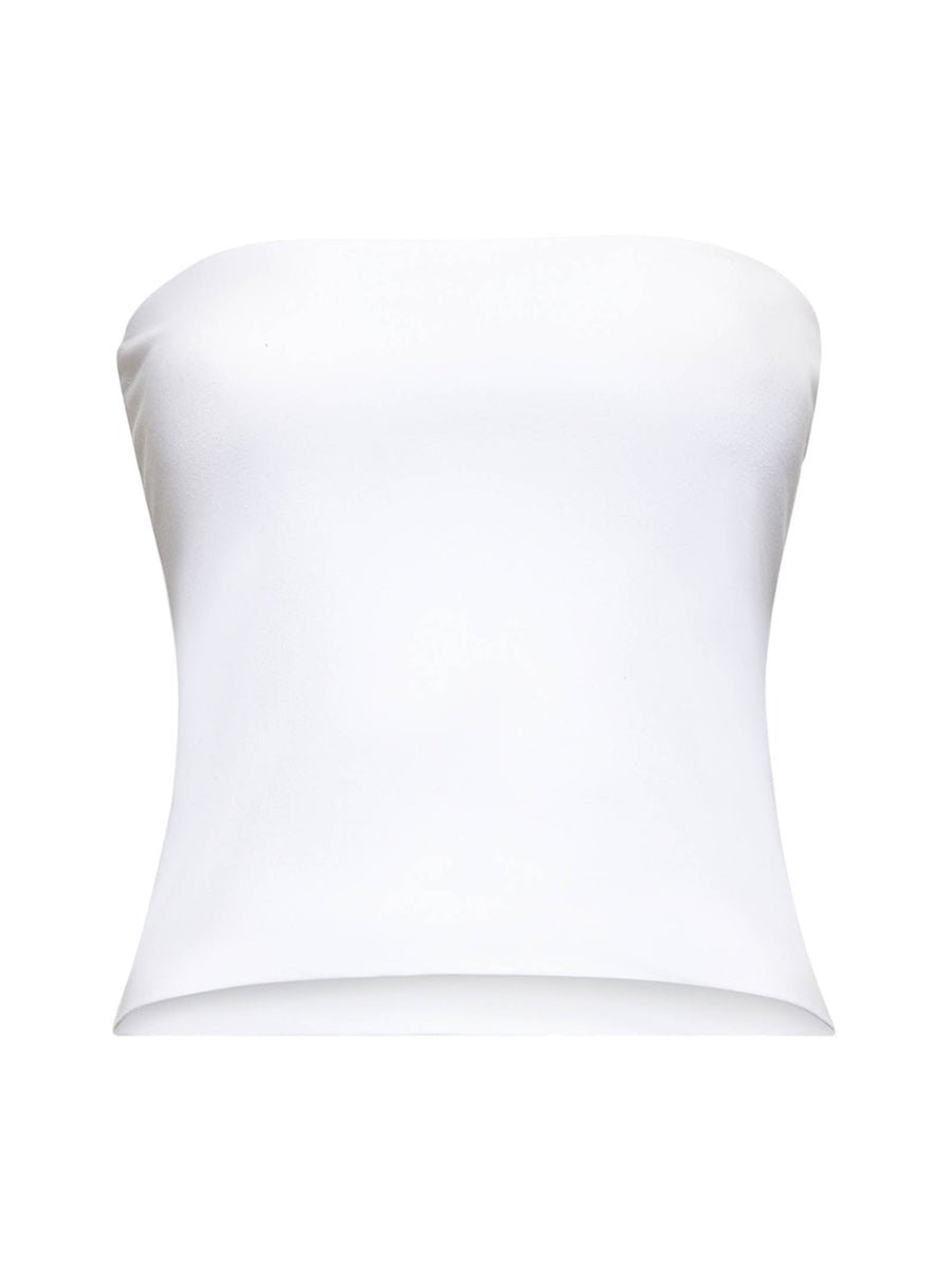 Bandeau Jersey Top White Cotton Tops
