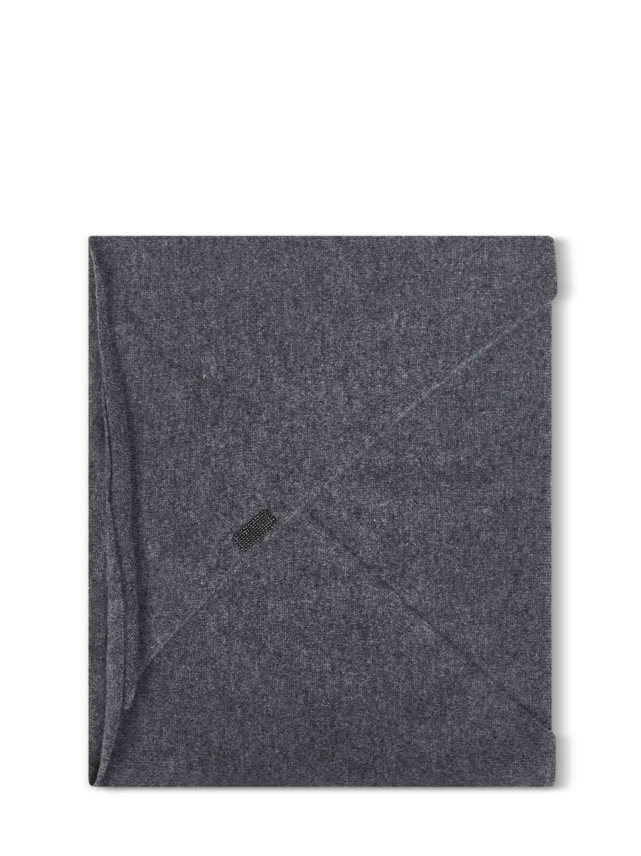 Scarf Cashmere With Monili — Lead Grey