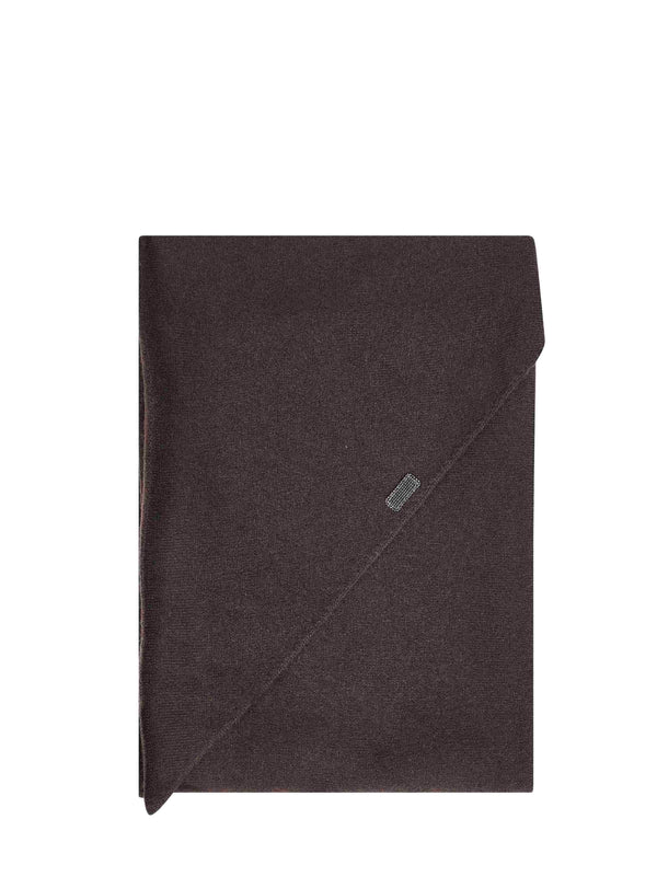 Large Cashmere Scarf With Monili — Brown