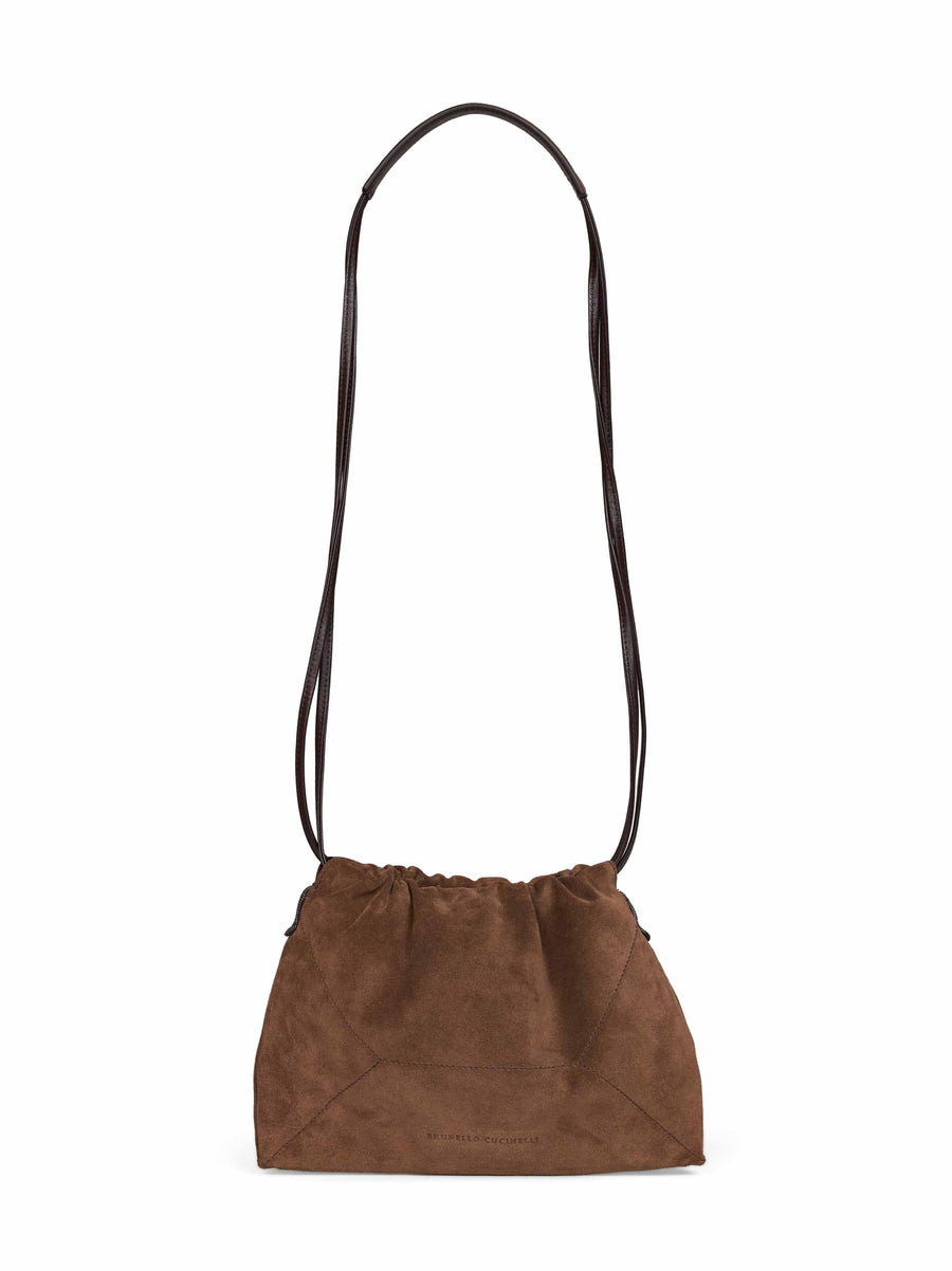 Pouch Shoulder Bag Duo Leather Brown Calf Handbags