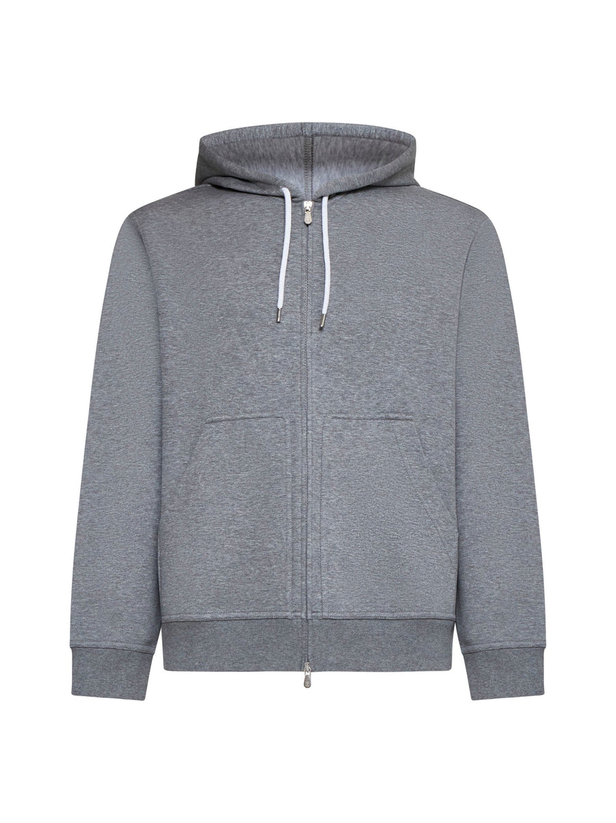 Zip-Up Sweatshirt Grey Cotton Sweatshirts