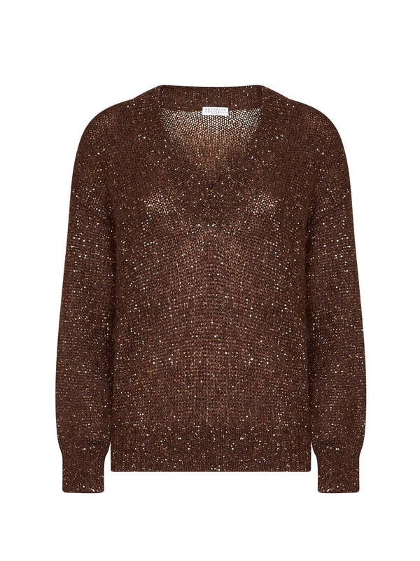 Cotton Knit Sweater Dark Chocolate Brown