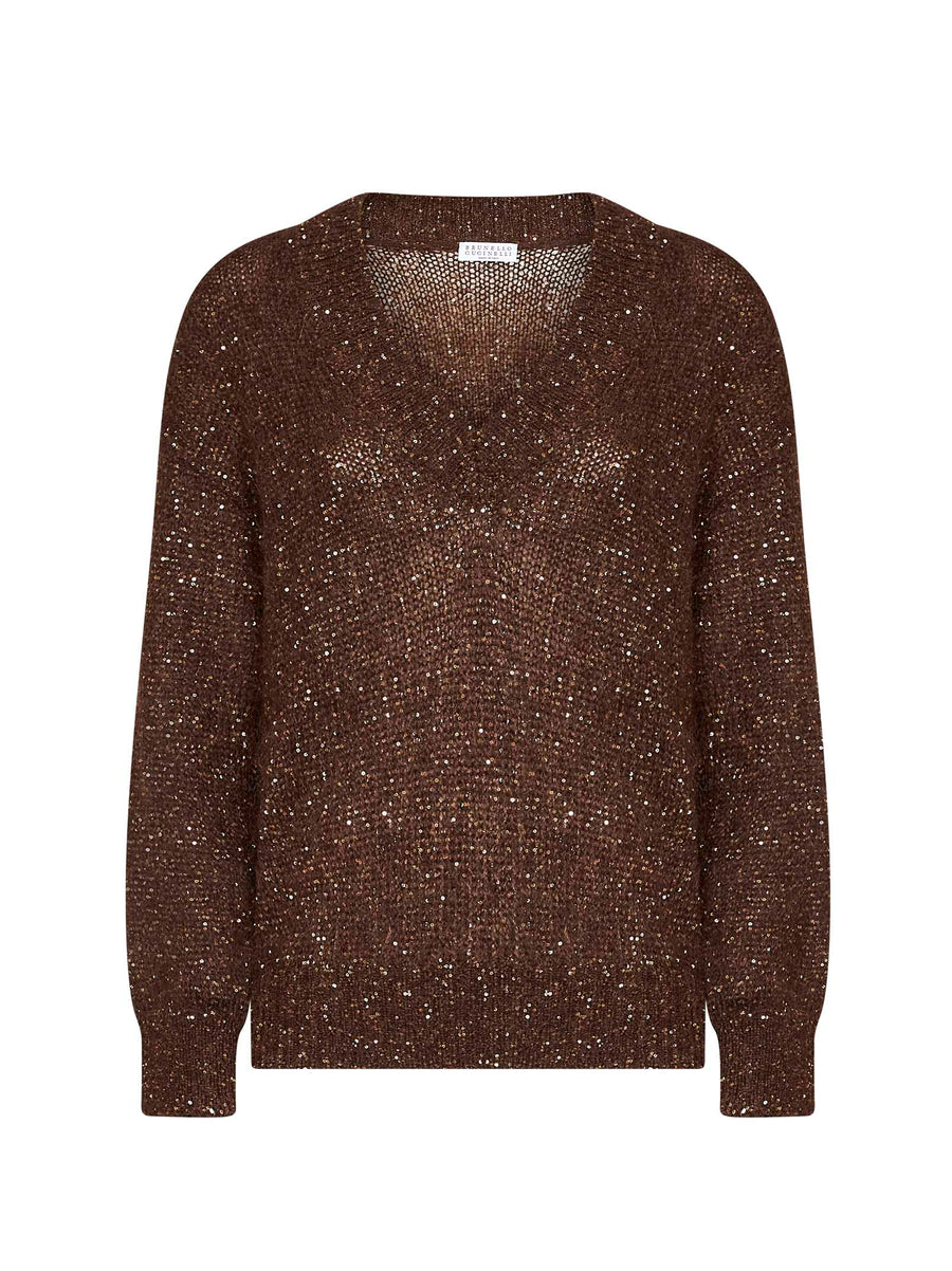 Cotton Knit Sweater Dark Chocolate Brown