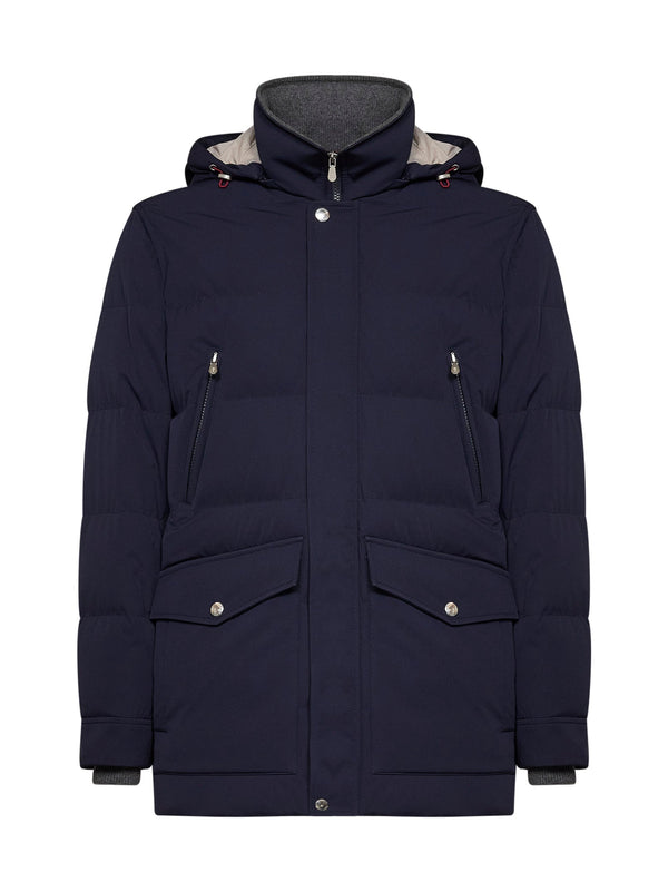 Parka Bonded Nylon Padded Cobalt Blue Polyamide & Down Jackets