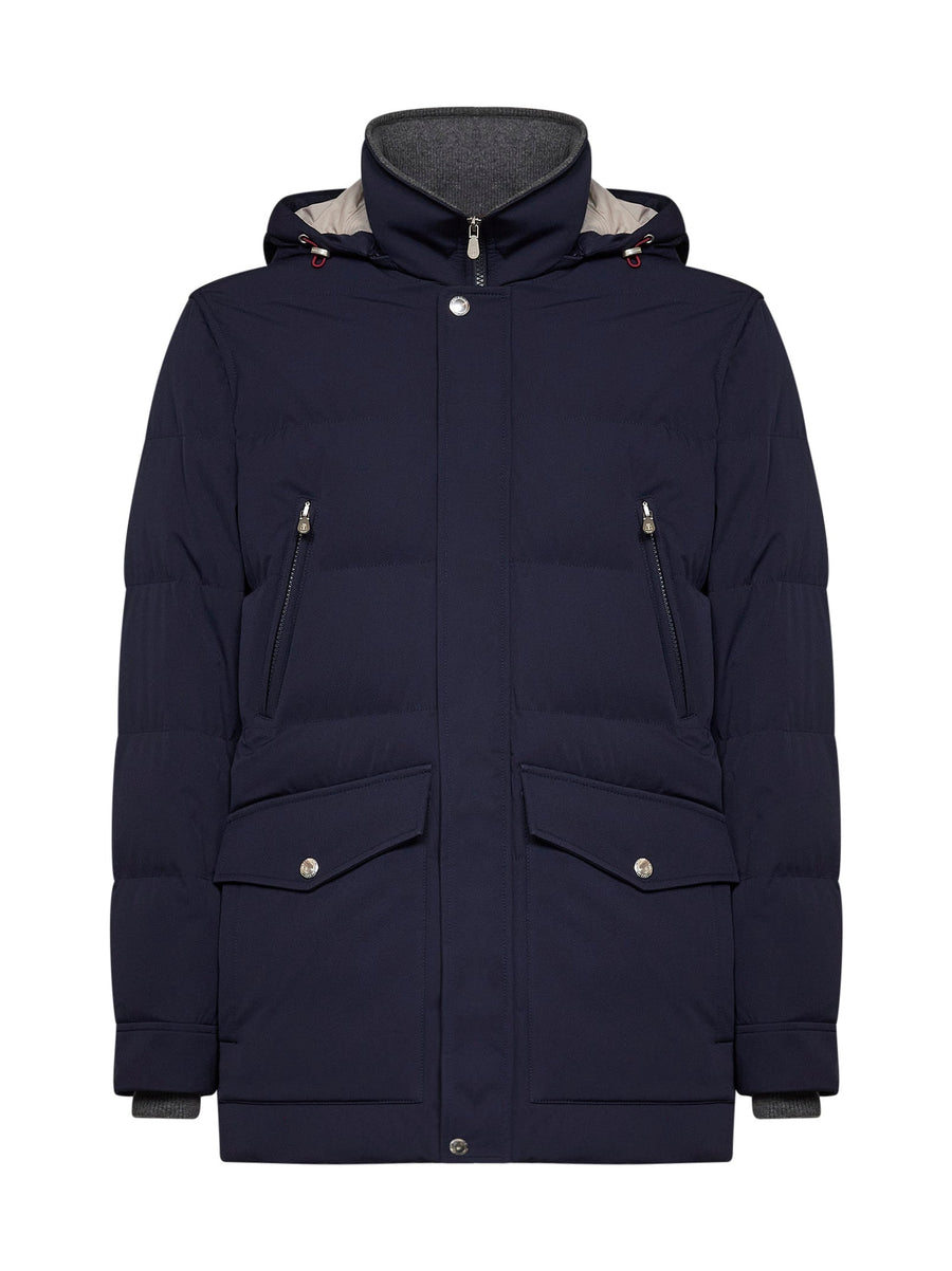Parka Bonded Nylon Padded Cobalt Blue Polyamide & Down Jackets