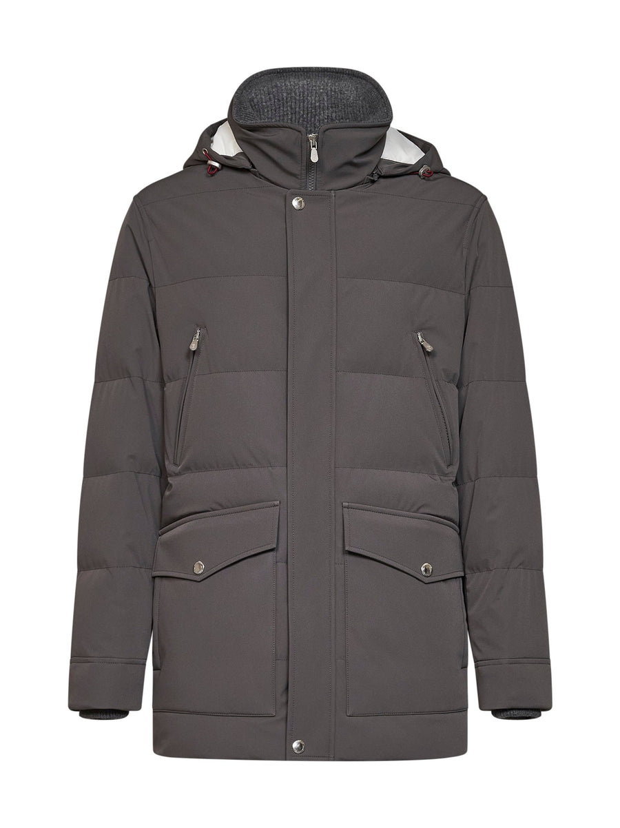 Parka Bonded Nylon Steel Grey Polyamide Padded & Down Jackets