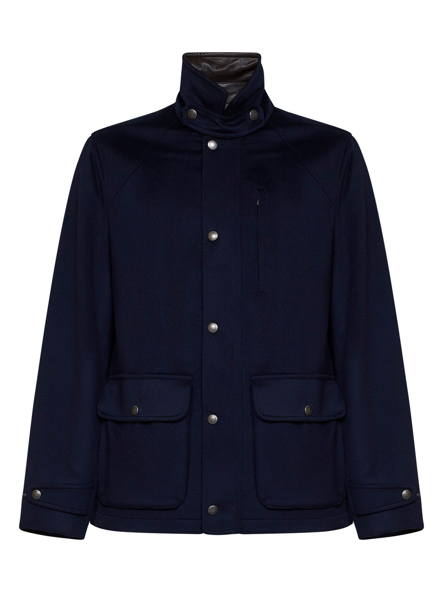 Bomber Jacket Virgin Wool Beaver Blue