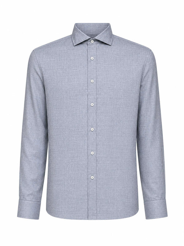 Long-Sleeve Shirt Grey Cotton-Lyocell