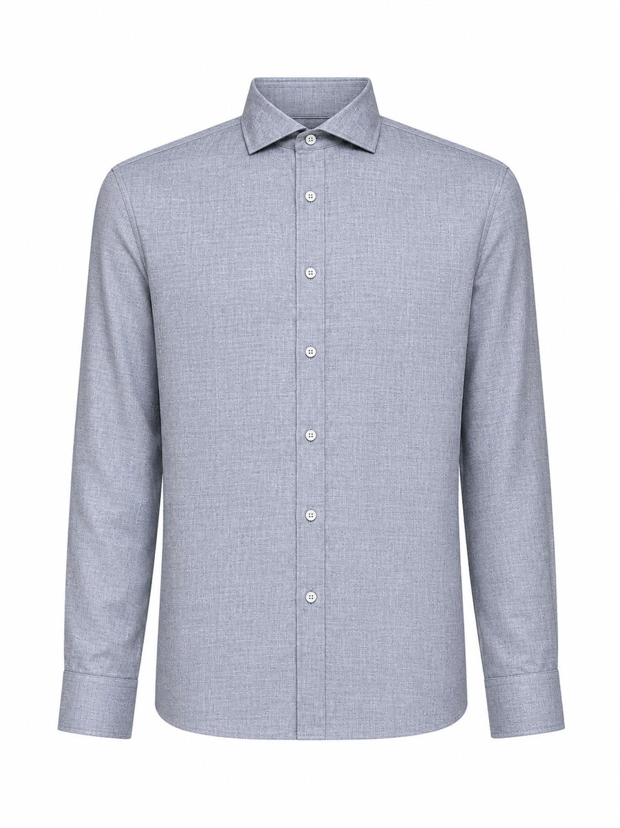 Long-Sleeve Shirt Grey Cotton-Lyocell