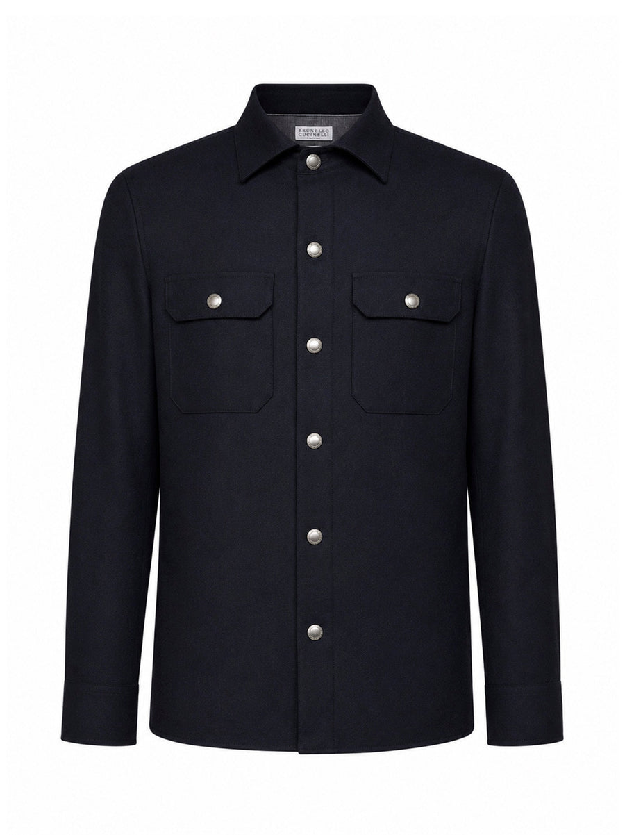 Overshirt Virgin Wool Navy Blue Shirt