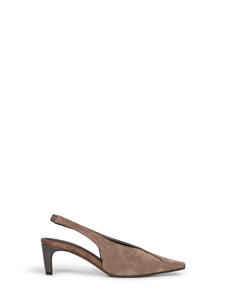 Pumps City Slingback Brown Suede Leather