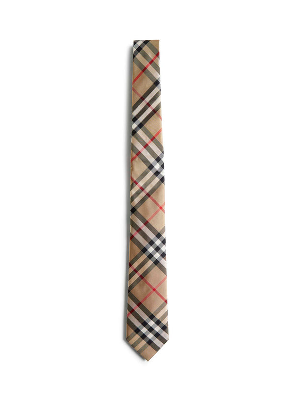 Silk Tie Check Pattern Beige Mulberry Ties & Bow