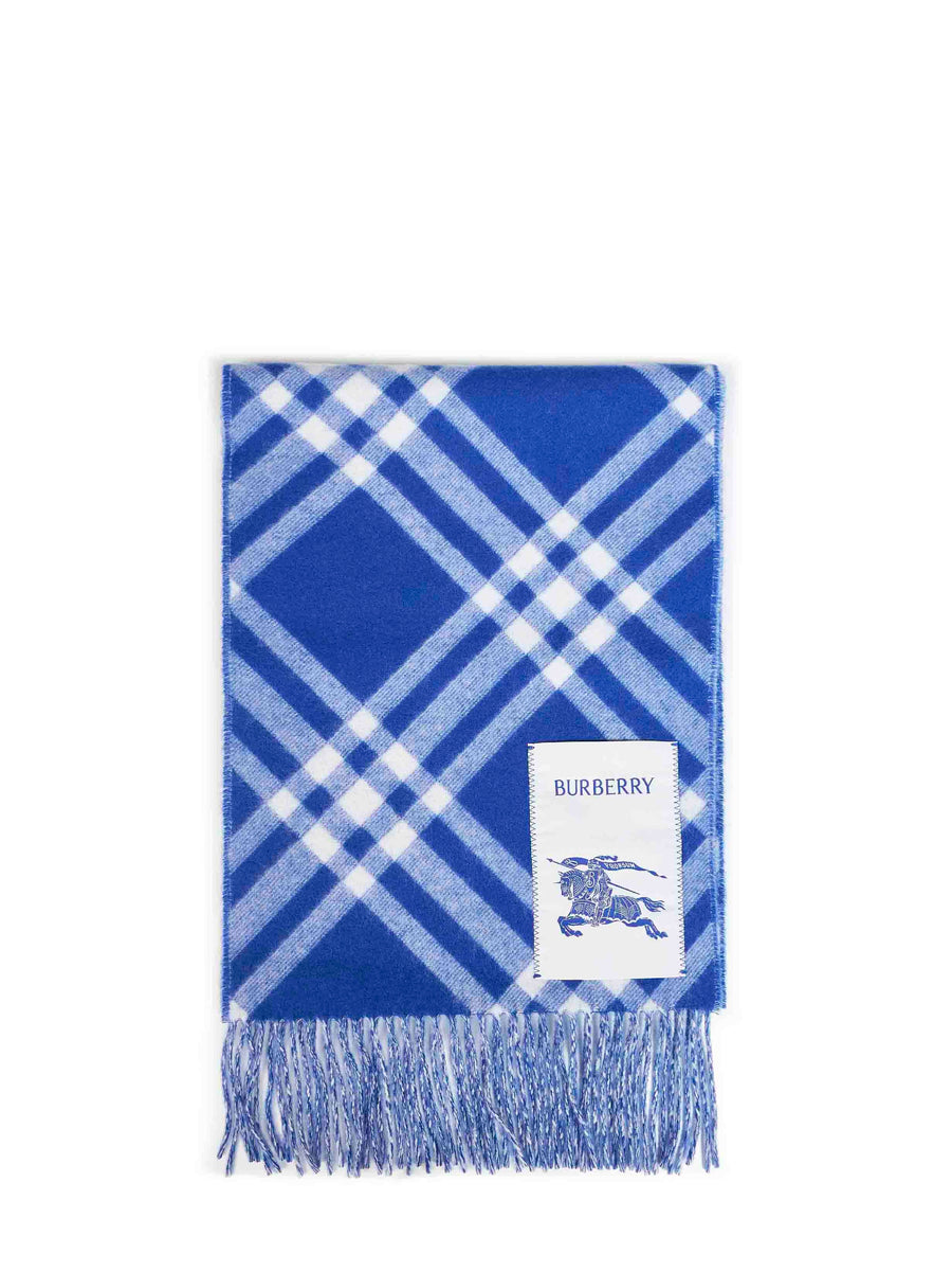 Scarf Knight Blue Double-Face Check Cashmere