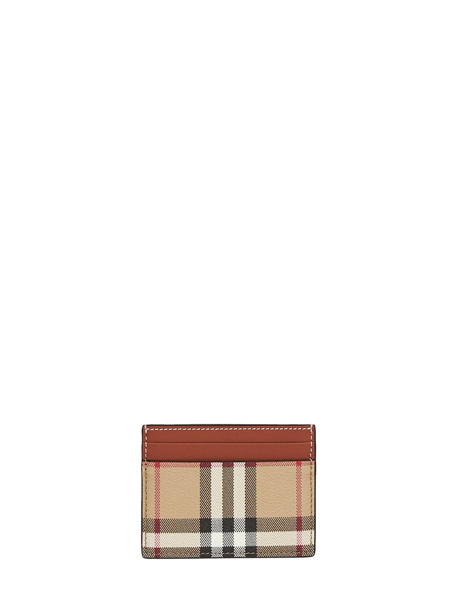 Card Holder Archive Beige Check Brown Polyurethane Wallets & Purses