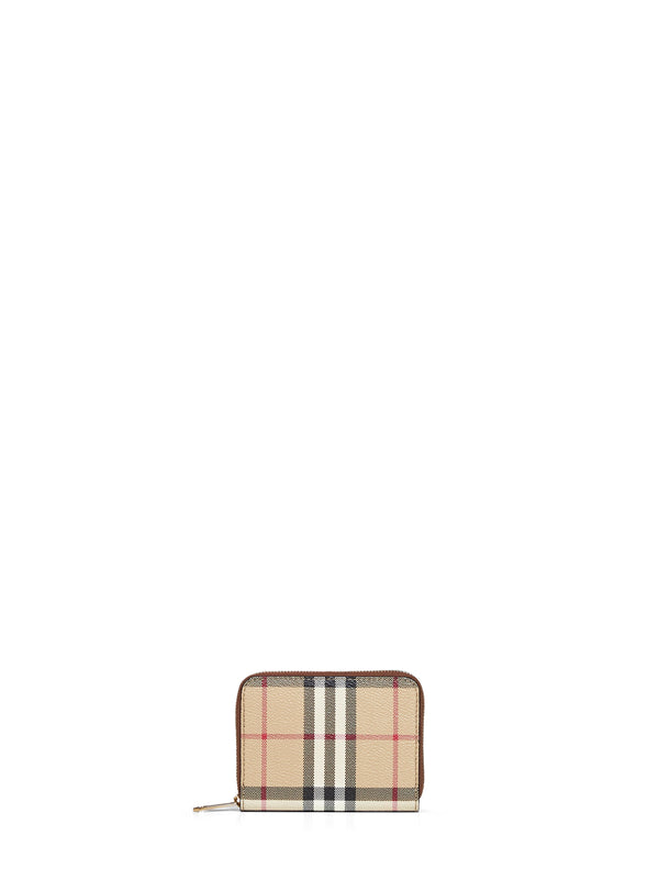 Zipped Wallet Archive Check Brown Polyurethane & Purses