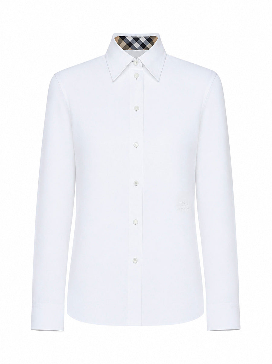 Shirt White Poplin Cotton With Ekd Embroidery