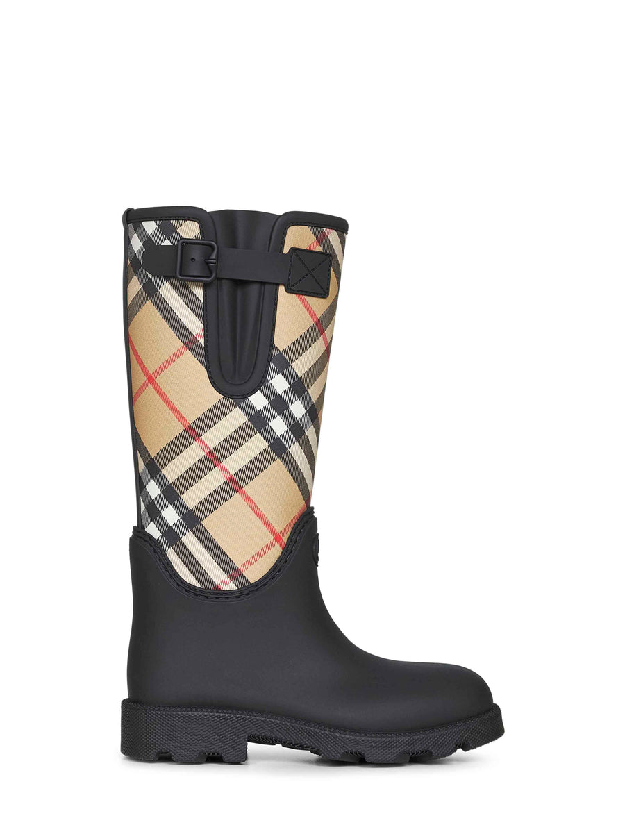 Rubber Rain Boots Marsh Stamp Black Foam